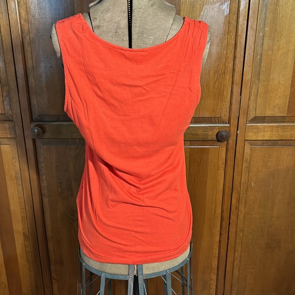 Bright tangerine lace overlay tank top - Picture 3 of 7